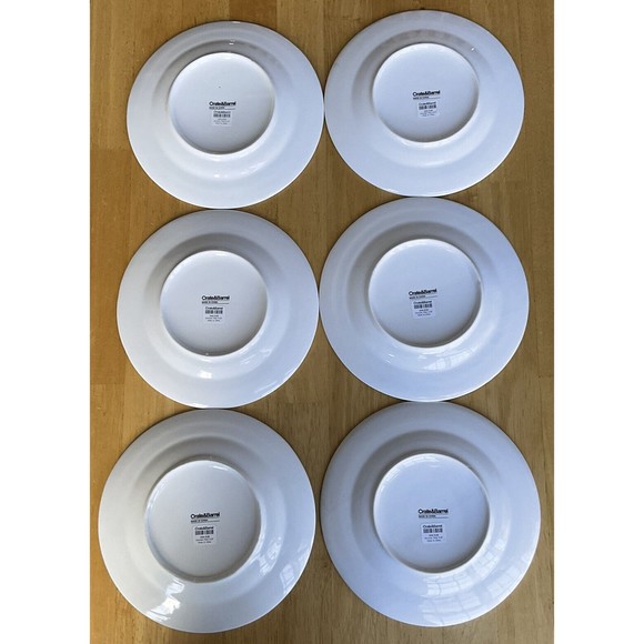 Crate & Barrel Dessert/Salad Plates “Chocolat” Set of 6 Plates 8.25” White NEW - Picture 3 of 6
